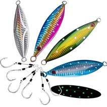 3피스 5 5.3oz / 150g 슬로우 플랫 폴 지그 금속 수직 지깅 낚시 루어 바닷물 해어 대구 스내퍼 GT 참치 고등어 할리벗 바위용 587120, 4.2oz/120g (3PCS Green Pink Bl