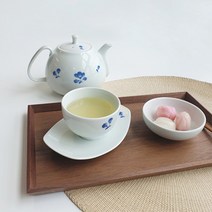 광주요 참꽃마리 2인 다관 세트, 백색, 주전자 몸체 + 뚜껑 + 찻잔 2p + 받침 2p
