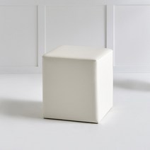 네모스툴 보조 디자자 간이 가죽 화장대의자, 아이보리