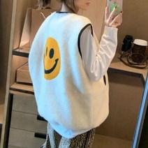 백 스마일 기모 양털 조끼_d