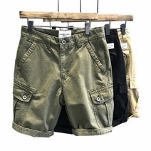 Z3JC 캐주얼 5부 팬츠 남성 면 카고 반바지 남포켓 여름 루즈핏 기능성 미디엄 팬츠
