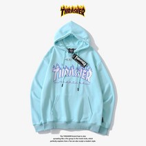 Thrasher FLAME LOGO 트레셔 불꽃 로고 플레임 후드티 연한 남색