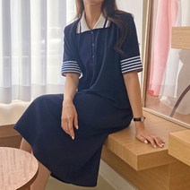 빅걸스토리 빅사이즈 여성 맛동산 카라 심플 베이직 고급 반팔 원피스