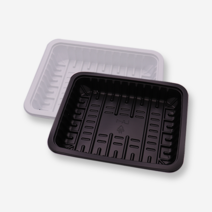 PP 트레이 용기 LA-1kg (검정/백색) (박스 400개) 정육포장 정육선물세트 포장용기 일회용용기, 검정, 400개