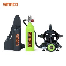 스쿠버미니산소통 산소통 미니산소통 Smaco 미니 스쿠버 탱크 리필 가능 예비 다이빙 산소 실린더 1L 용량 스노클링 병 핸드 펌프 및 마크 포함, S400 GREEN B1