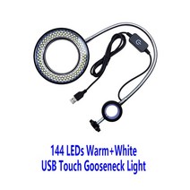 현미경 USB 구즈넥 조절식 144 64 LED 링 따뜻한 콜드 라이트 일루미네이터 램프 산업용 스테레오 삼안 현, 04 144 Warm Cold White, 한개옵션1
