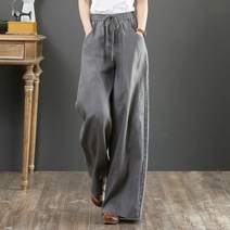 여성린넨바지 마바지 여름 통바지 항아리바지 면 용 느슨한 와이드 레그 빅사이즈 36