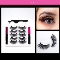 자석 마그네틱 속눈썹 세트 오래 지속되는 인조 라이너 핀셋 볼륨 두꺼운 메이크업 키트, 5쌍-s25