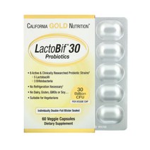 캘리포니아 골드 뉴트리션 LactoBif 프로바이오틱스 300억 CFU 베지 캡슐, 1개, 기본