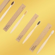 IMILY 대나무 친환경 칫솔 미세모, 4개, 블랙, 1개