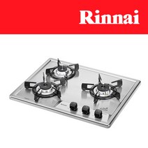 린나이 2구/3구/4구 빌트인 가스레인지 쿡탑 렌지 모음, 560x430mm, LPG, 3구_실버(전지식)_3703