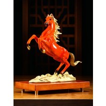 집들이 선물 원목 말 조각 장식품 고급 인테리어 엔틱, F