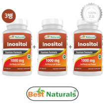 [3병] 베스트 내츄럴스 이노시톨 1000mg 120캡슐 효과 Vitamin B8 보충제, 1개, 기본