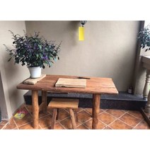 고제 고재테이블 고재상판 통원목식탁 카페테이블 느릅나무 복고풍 티 테이블 KW1517, 지지구조, E.1.2-1.4m테이블너비55-60x높이75