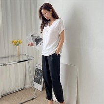 여자 데일리 언발 테이퍼드 여름 바지