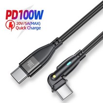 AUFU 180 회전 60W USB C to USB C 유형 C 케이블 3A MacBook 용 고속 충전 케이블 Xiaomi Magnet Charger 전화 데이터 와이어 코드 4, 100W Black for TypeC_1.8m
