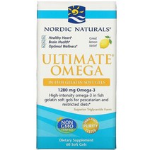 노르딕 내추럴스 Ultimate 오메가 3 레몬맛 640mg 60소프트젤 DHA EPA 도코사헥사엔산 에이코사펜타엔산 이피에이