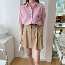 여성 여름 반팔 스트라이프 남방 셔츠 시어서커 블라우스