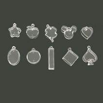 클레이앤데코 DIY용 투명 프레임 펜던트, 클로버