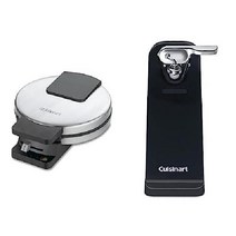 쿠진아트 Cuisinart WMR-CAP2 라운드 클래식 와플 메이커 브러시드 스테인리스 실버, 메이커 + 캔따개  블랙