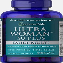 Puritans Pride Ultra Woman 50 Plus Multivitamin Caplets with Zinc 120 Count White, 1