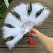 댄스부채 패션부채 중국풍 부채 파초선 합죽선, 공작새 깃털 부채 옐로 강화판개, 1개