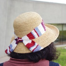 바보사랑 감성 배색띠 언발런스 라피아 밀짚모자 n611.앞머리