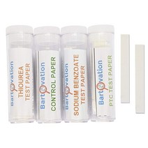 Super Taster Test 유전자 실험실 키트 설명서한글이 아닐 수 있음 페닐티오레아 PTC 벤조산 나트륨 티오우레아 제어 각 바이알에는 100개의 종이 스트립 포함