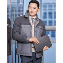 [윌비] CT114 울패치 이중카라 점퍼 동계 근무복 오피스 패딩 자켓
