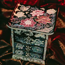 한국굿즈 모란미니화장대 서랍형자개경대보석함 나전칠기 악세사리보관 외국인선물