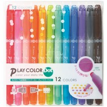 Tombow 잠자리 연필 사인 펜 플레이 컬러 도트 12 세트 GCE-011, 1개, 상품명참조