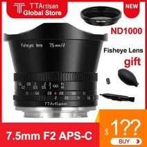 DSLR 카메라 렌즈 미러리스 TTArtisan 75mm F2 대형 조리개 Fisheye APSC 후지 X 소니 E Nikon Z Zfc 캐논 M EOS R M43 Leica S