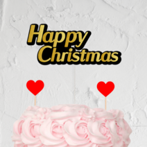[소다토퍼] 해피 메리 크리스마스 토퍼 + 하트픽 2p, Happy Christmas