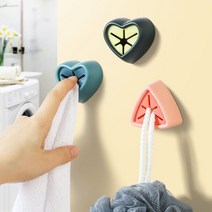 원터치 걸이 후크 고리 벽걸이행거 무타공옷걸이 부착, 삼각형걸이 다크그린, 하트걸이 다크그린