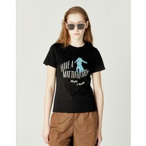 22SS [Matti x Hazzys] 블랙 레터링배색 면 반팔티셔츠 HSTS2B574BK