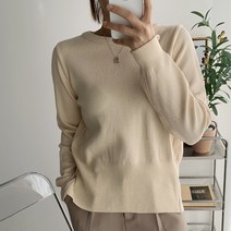 오오엘 여성용 뒷트임 리본 타이 백 라운드 니트