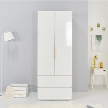 엣지 빈티지 드레스룸 2단서랍 시스템 옷장 (6색) 코너장 주택 우드 세트, 화이트