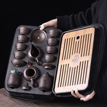 휴대용 차 세트 캠핑 차 트레이, B