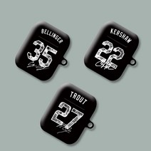 와우박스 주문제작 메이저리그 스페셜 블랙에디션 야구 싸인 유니폼 에어팟 버즈 무선 이어폰 케이스, 무광 하드케이스, 에어팟(1세대/2세대)