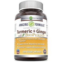 어메이징뉴트리션 포뮬러 터메릭 & 진저 바이오페린 베지 캡슐, 180개입, 1개
