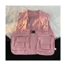 봄 여성 할머니 양털 니트 조끼 베스트 남성 멀티 포켓 카고 의류 여름 올 매치 멋진 얇고한 캐주얼 세련된