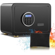 ETE ETMATE 내화 안전 상자 내화성이 있는 돈 가방을 가진 생체 인식 가정 디지털 방식으로 Keypad 및 LCD 전시 LED 빛 조정가능한 파티션을 금고 보석 여권 문서, 1.0 Cubic Feet, Black