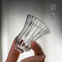 내열 강화 유리 미니 꽃잎 찻잔 예쁜 공부차 보이차 유리잔 50ml 세트, 4개 세트