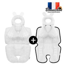 보니숑 사계절 유모차라이너+유모차쿨시트 여름 카시트쿨매트 신생아 목베개, 라이너-프렌치체크블랙+슬림시트-버블시크(무형광)