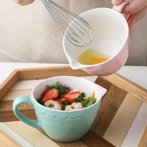 도자기저그 브런치 믹싱 그릇 빈티지 세라믹 밀크 베이킹, 노란 꽃 믹싱 볼 + 거품기