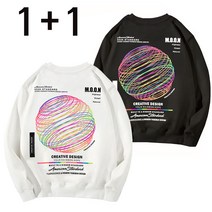 [1+1] 슈프림 기모 오버핏 긴팔 써클 빅사이즈 남자 여자 공용 커플 맨투맨 빅사이즈