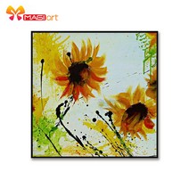 크로스 키트 자수 바느질 세트 11CT 수용성 캔버스 패턴 14CT 노란색 해바라기, 없음, 48x48cm cotton Full+11CT print