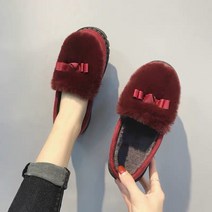 여성용 겨울 캐주얼 로퍼 로퍼 캐주얼룩 단화 가을 겨울 따뜻한 doudou 신발 여성 면화 플러스 벨벳 한국어 버전 플랫 여성 신발 미끄럼 방지 임산부 모피 신발에 미끄러짐