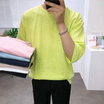 애드매이브 빅사이즈까지 슬라브 오버핏 7부티셔츠 7color 반팔 티셔츠