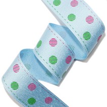 리본벨리 2도 골직 땡땡이 15mm/25mm 16yd 선물 포장 리본 공예 DIY, 25mm, 하늘